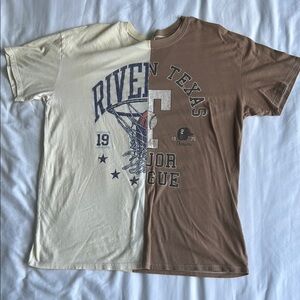 Hollister Cream and Brown Short Sleeve Tees